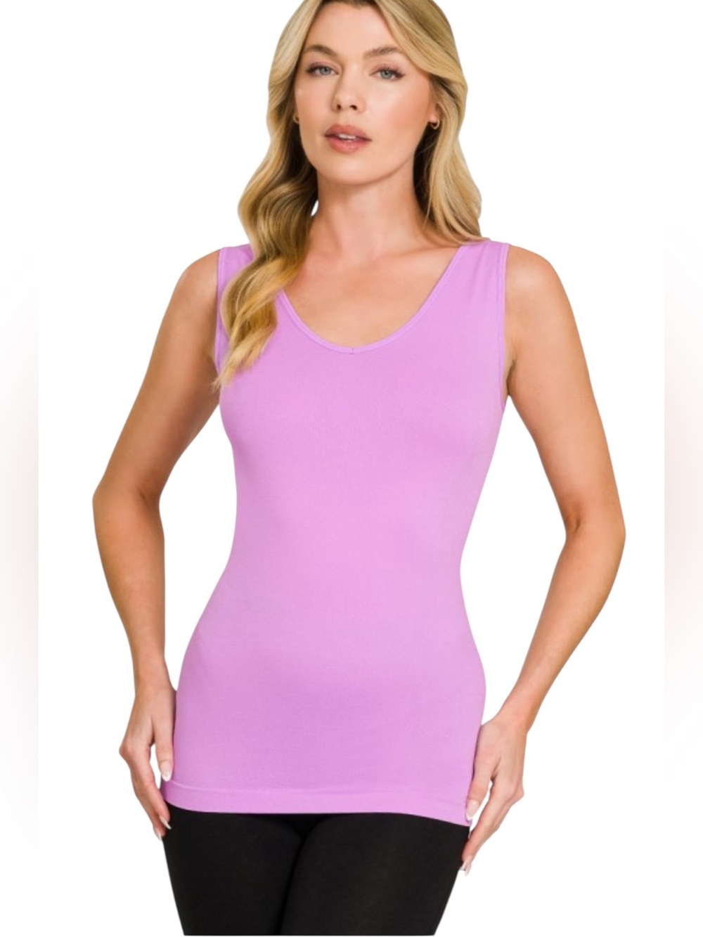 Zenana Lavender stretchy Seamless Two Way Tank Top